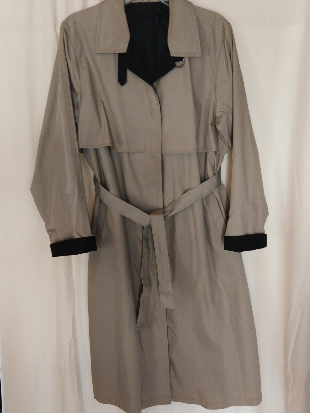 London Fog Beige Trench Coat with Black Trim